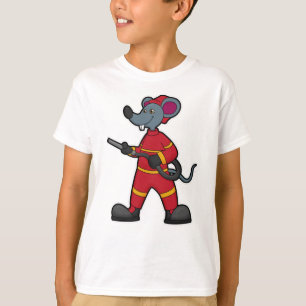 Muis als brandweerman met slang t-shirt