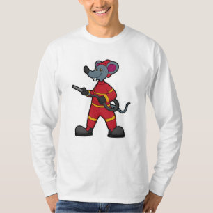 Muis als brandweerman met slang t-shirt