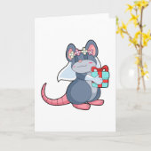 Muis als Bride met Veil & Gift.PNG Kaart (Gele Bloem)