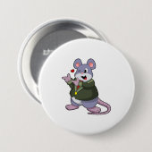 Muis als bruidegom met pak ronde button 7,6 cm (Voorkant /achterkant)