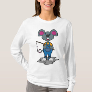 Muis als Fisher met Geviste staaf T-shirt