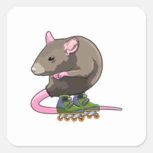 Muis als gealigneerd skater met gealigneerde schaa vierkante sticker