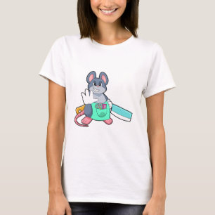 Muis als hairdresser met schaar en kam t-shirt