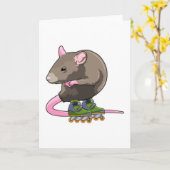 Muis als inline skater met inline schaatsen kaart (Gele Bloem)