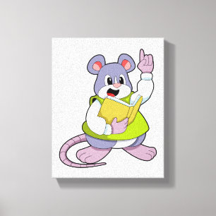 Muis als leraar met boek canvas afdruk
