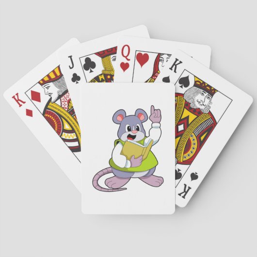 Muis als leraar met boek pokerkaarten (Achterkant)