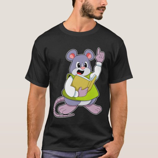 Muis als leraar met boek t-shirt (Voorkant)