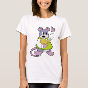 Muis als leraar met boek t-shirt
