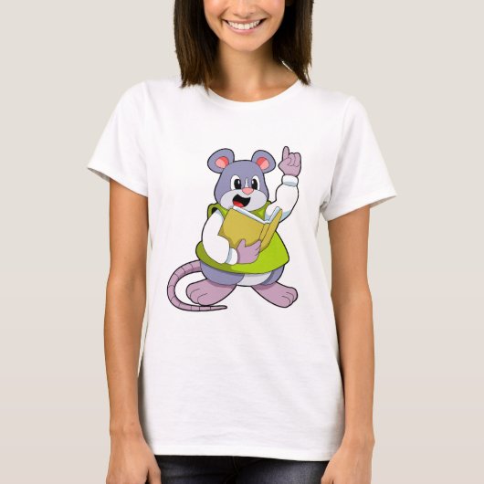 Muis als leraar met boek t-shirt (Voorkant)