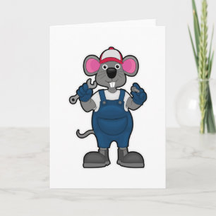 Muis als Mechanicien met Schroevendraaier & Sleute Kaart