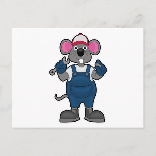 Muis als mechanisch met schroef en spananner briefkaart (Voorkant)