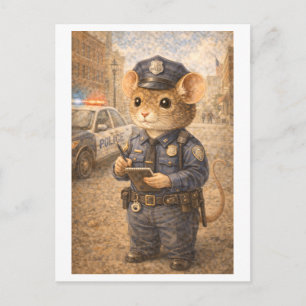 Muis als politieagent briefkaart