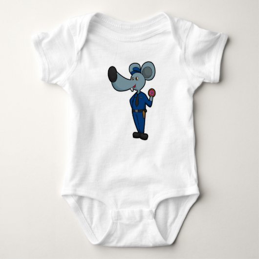 Muis als politieagent met donut romper (Voorkant)