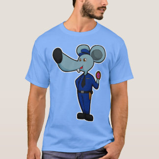 Muis als politieagent met donut t-shirt
