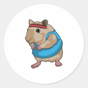 Muis als Runner met Hoofdband Ronde Sticker