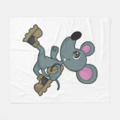 Muis als Runner met rugzak Fleece Deken (Voorkant (Horizontaal))