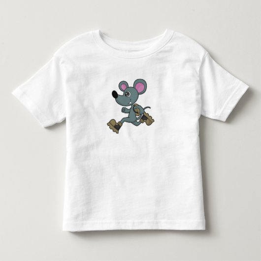 Muis als Runner met rugzak Kinder Shirts (Voorkant)