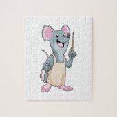 Muis als Schilder met penseel van verf Legpuzzel (Verticaal)