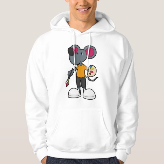 Muis als schilder met verf en penseel hoodie (Voorkant)