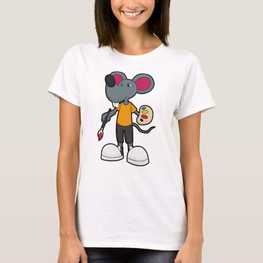 Muis als schilder met verf en penseel t-shirt (Voorkant)