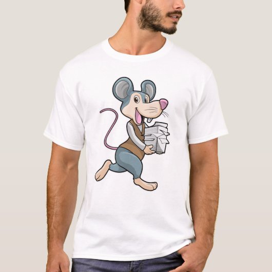 Muis als secretaris met papier t-shirt (Voorkant)