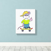 Muis als Skater met skateboard Canvas Afdruk (Insitu (Houten vloer))