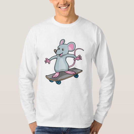 Muis als Skater met skateboard T-shirt (Voorkant)