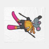 Muis als skiër met skiën fleece deken (Voorkant (Horizontaal))