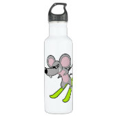 Muis als skiër met skiën waterfles (Voorkant)