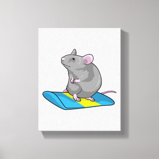 Muis als Snowboarder met Snowboard Canvas Afdruk (Voorkant)