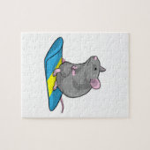 Muis als Snowboarder met Snowboard Legpuzzel (Horizontaal)