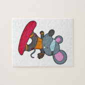 Muis als Snowboarder met Snowboard Legpuzzel (Horizontaal)