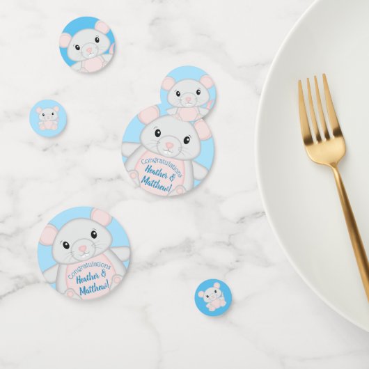 Muis Baby shower blauw Confetti (Groep)