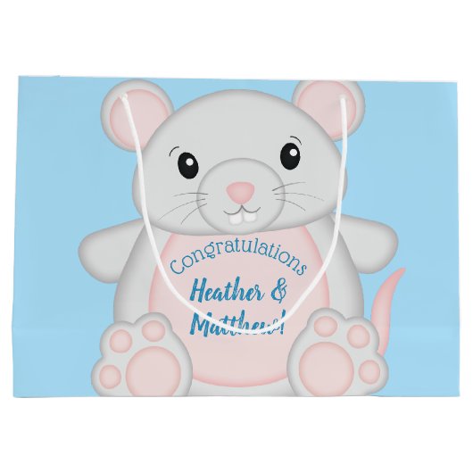 Muis Baby shower blauw Groot Cadeauzakje (Achterkant)