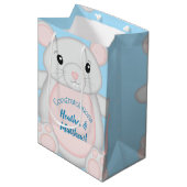 Muis Baby shower blauw Medium Cadeauzakje (Voorkant Gekanteld)