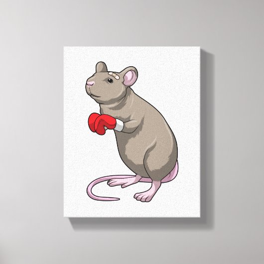 Muis bij Boxing met gebarsten handschoenen Canvas Afdruk (Voorkant)