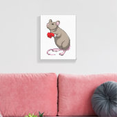 Muis bij Boxing met gebarsten handschoenen Canvas Afdruk (Insitu (Woonkamer))