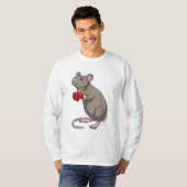 Muis bij Boxing met gebarsten handschoenen T-shirt (Voorkant volledig)