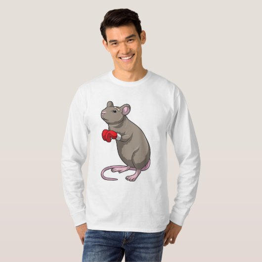 Muis bij Boxing met gebarsten handschoenen T-shirt (Voorkant volledig)