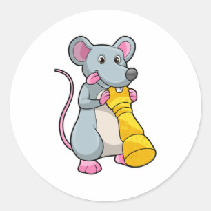 Muis bij Chess met Chess-stuk Pawn Ronde Sticker