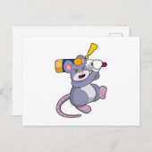 Muis bij Cricket met cricketbat Briefkaart (Voorkant / Achterkant)