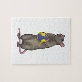 Muis bij handbalsport legpuzzel (Horizontaal)