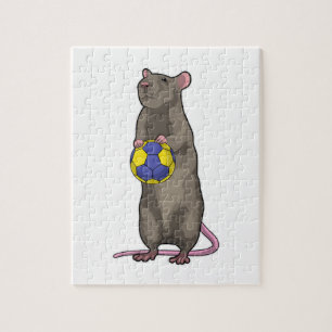 Muis bij handbalsport legpuzzel
