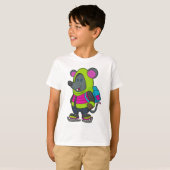Muis bij Ice-skating met Ice-schaatsen en rugzak.p T-shirt (Voorkant volledig)