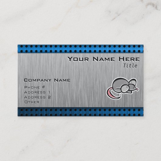 muis; blik van geborsteld metaal visitekaartje (Voorkant)