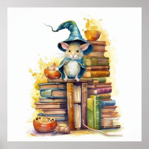 Muis bovenop boeken 5 poster