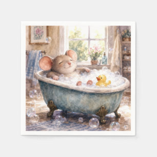 Muis die een bubbelbad neemt servet