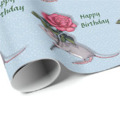 Muis die een grote roze roze houdt: Illustratie Cadeaupapier