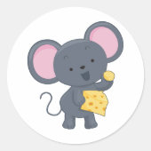 Muis die kaas eet ronde sticker (Voorkant)