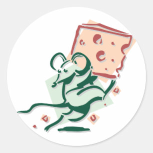 Muis die kaas steelt Grappige knuffel knaagdier Ronde Sticker